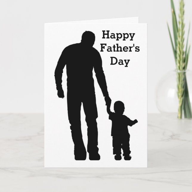 Silhouette Dad Walking Child Greeting Card (Front)