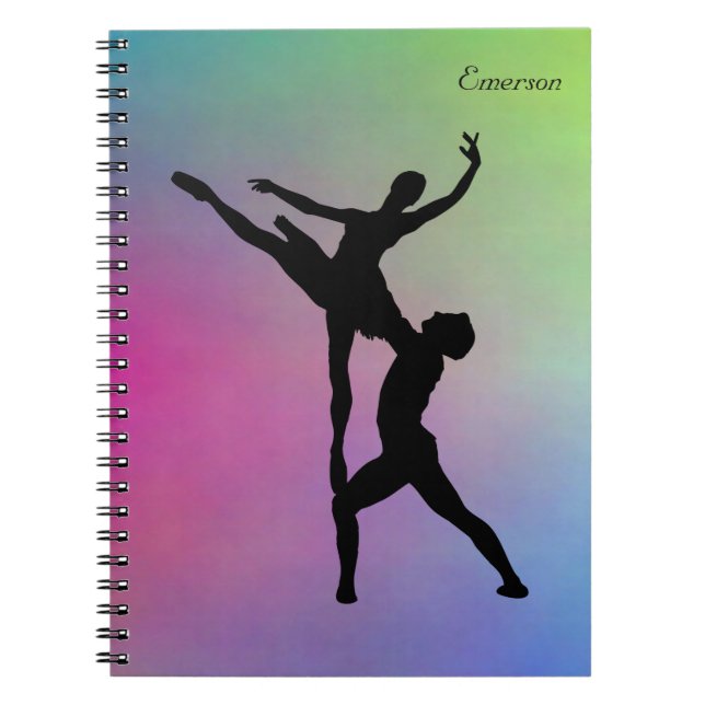 Silhouette Dance Modern Rainbow Colour Background Notebook (Front)