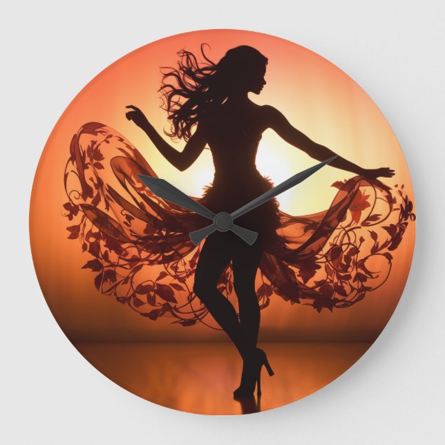 Silhouette dancer wall clock (Front)