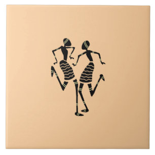 Silhouette Dancers African Art Ceramic Tile