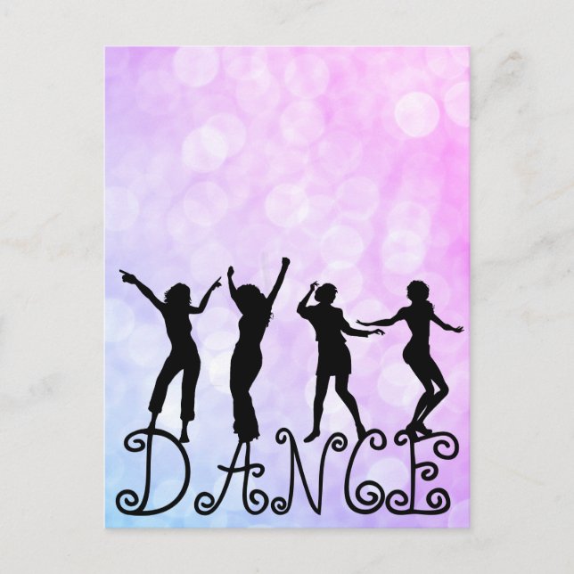 Silhouette Dancers Bokeh Dance Postcard (Front)