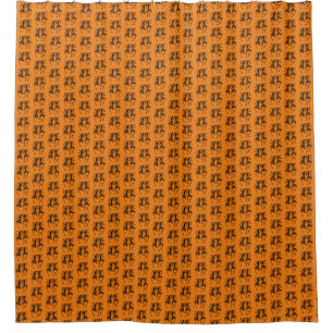 Silhouette Dancers on Orange Backgound Shower Curtain