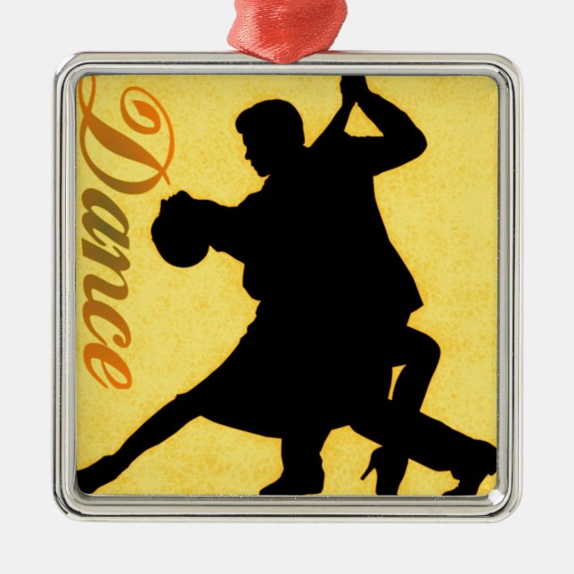Silhouette Dancing Couple Metal Tree Decoration (Front)
