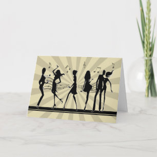 Silhouette Dancing Dancing Birthday Card
