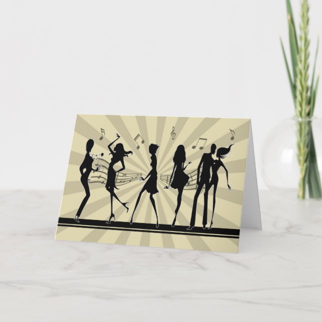 Silhouette Dancing Dancing Birthday Card (Front)