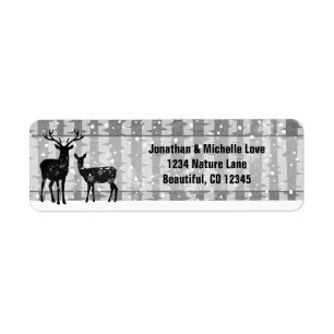 Silhouette Deer and Aspen Trees Winter Address Return Address Label