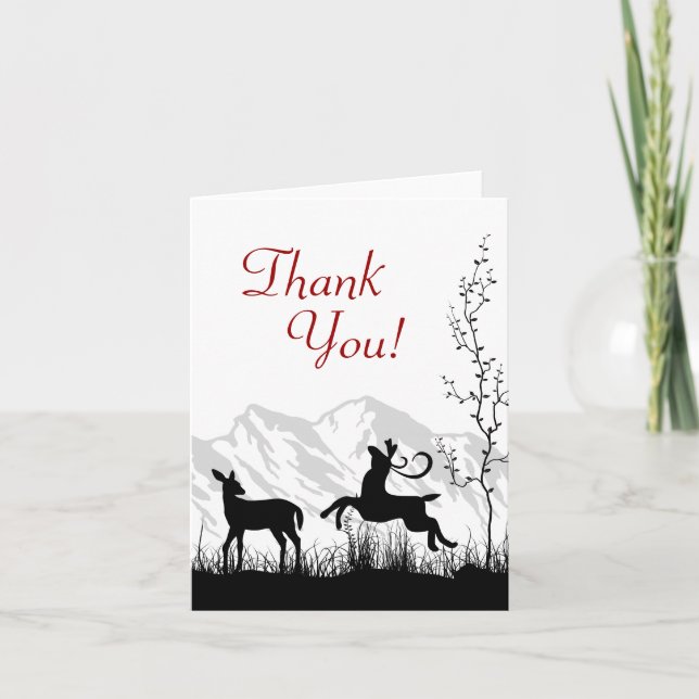 Silhouette Deer Couple Mountain Thank You (Front)