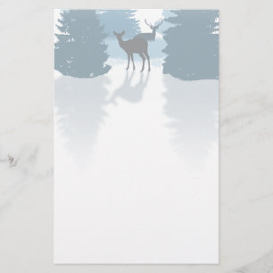 Silhouette Deer Forest Stationery