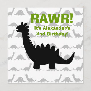 Silhouette Dinosaur Dino Birthday Invitation