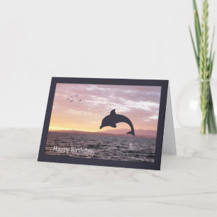 Silhouette Dolphin in the Ocean Birthday Card