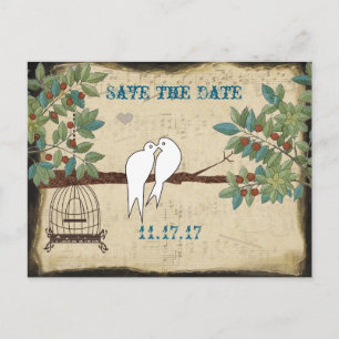 Silhouette Doves Bird Cage Save the Date Announcement Postcard