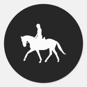 Silhouette Dressage Show Rider Horseback Riding Eq Classic Round Sticker