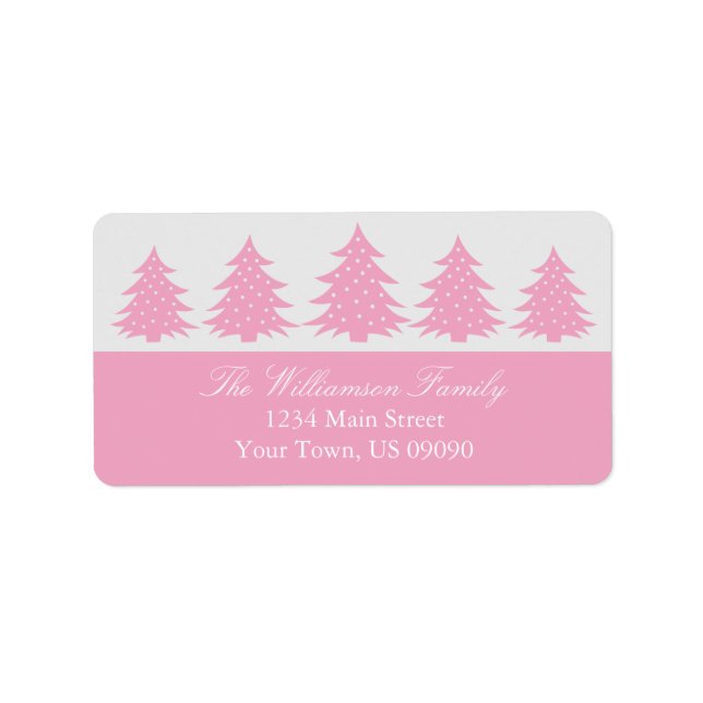 Silhouette Evergreen Trees Address Labels (Pink) (Front)