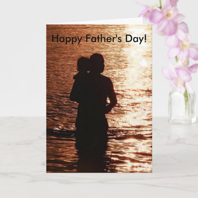 Silhouette Father Child Beach Quote Father's Day Card (Orchid)
