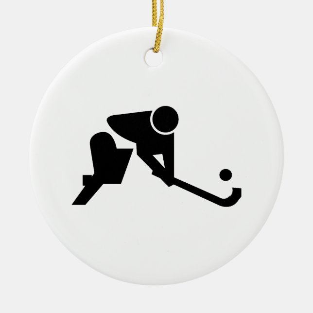Silhouette Field Hockey Ceramic Tree Decoration (Front)