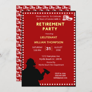 Silhouette Fireman/Fire Chief Retirement Party   Invitation