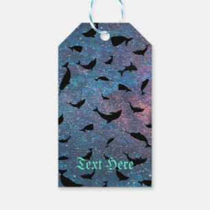 silhouette fish shark whale gradient galaxy space gift tags