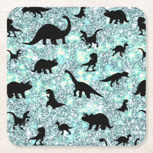 silhouette fish shark whale gradient Sparkle galax Square Paper Coaster