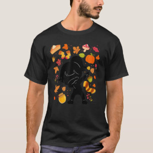 Silhouette Girl Autumn Maple Pumpkin Fall Season L T-Shirt