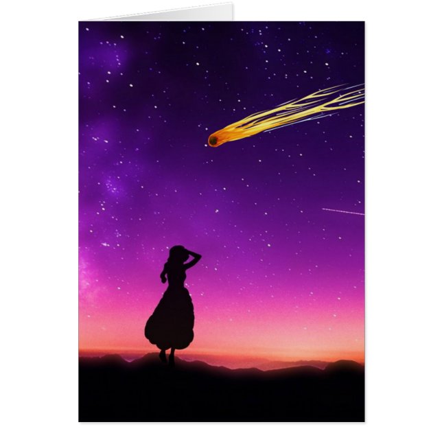 Silhouette Girl Watches Meteor Crash To Earth (Front)
