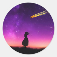Silhouette Girl Watches Meteor Crash To Earth