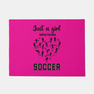 Silhouette girls playing Soccer  Doormat