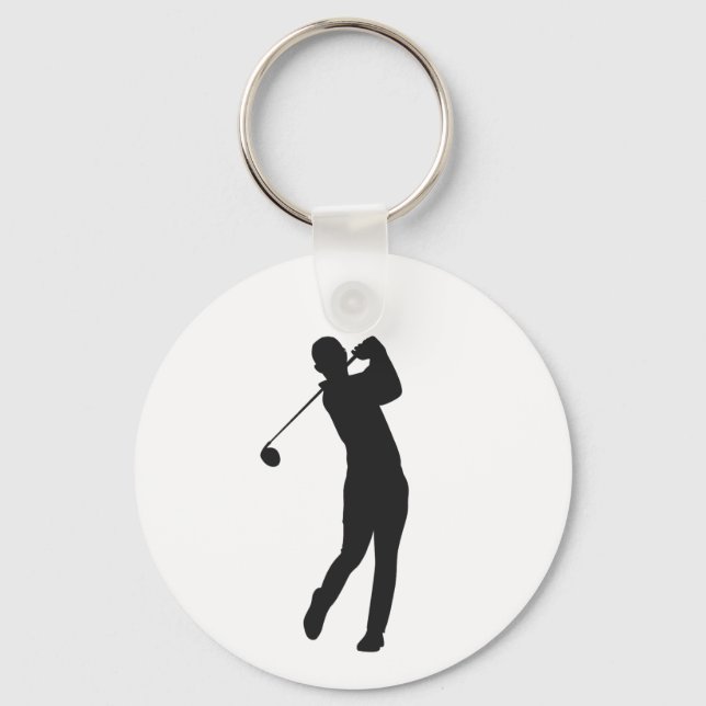 Silhouette Golf Player Key Ring (Front)