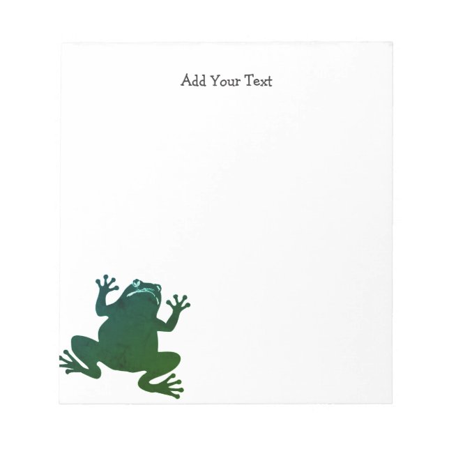 Silhouette Green Frog Personalised Text  Notepad (Front)