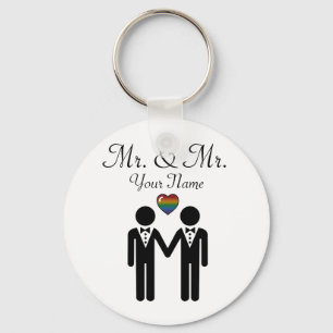 Silhouette Groom and Groom Key Ring