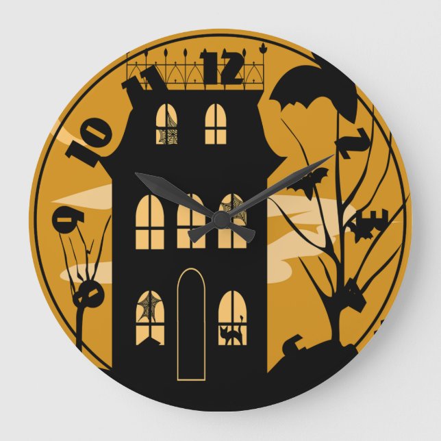 Silhouette Halloween House Clock (Front)