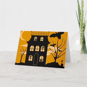 Silhouette Halloween House Greeting Cards