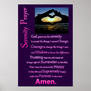 Silhouette Hands The Serenity Prayer Poster