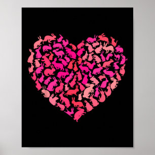Silhouette Heart Bunny Rabbit Animal Lover Valenti Poster
