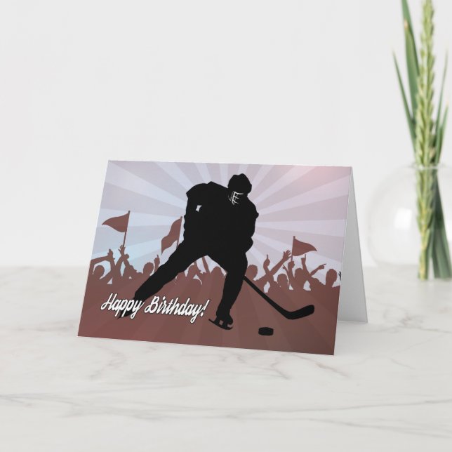 Silhouette Hockey Player for Birthday Card (Front)