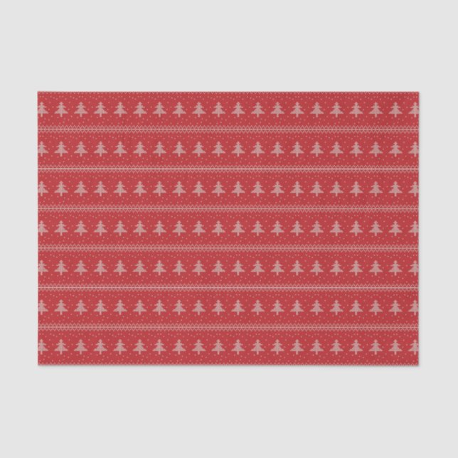 Silhouette Holiday Trees Red Pattern  Tissue Paper (Front)