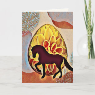 Silhouette Horse and Easter Egg Colourful Easter Card