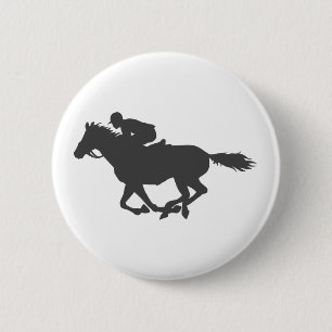 Silhouette horse jockey - Choose background color 6 Cm Round Badge