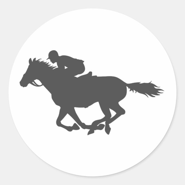 Silhouette horse jockey - Choose background colour Classic Round Sticker (Front)