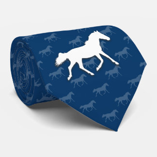 Silhouette Horses Pattern | Blue Tie
