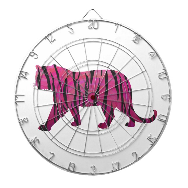 Silhouette Hot Pink and Black Tiger Dartboard (Front)