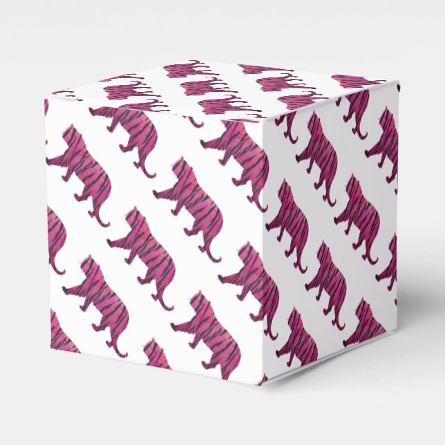 Silhouette Hot Pink and Black Tiger Favour Box (Front Side)