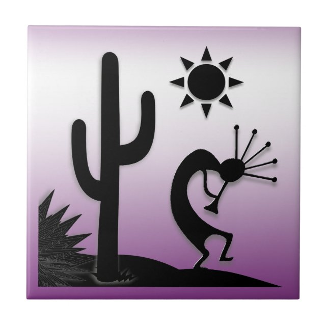 Silhouette Kokopelli Ceramic Tile (Front)