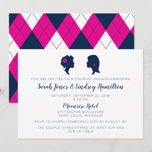 Silhouette Ladies Same-Sex Shower Invitation (Front/Back)