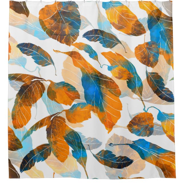 Silhouette leaves: watercolor, digital seamless pa shower curtain (Front)