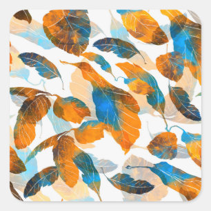 Silhouette leaves: watercolor, digital seamless pa square sticker