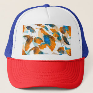 Silhouette leaves: watercolor, digital seamless pa trucker hat