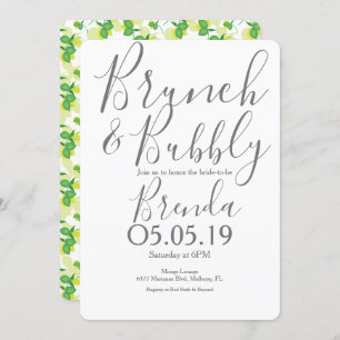 Silhouette Lemon Lime Modern Wedding Brunch Invitation