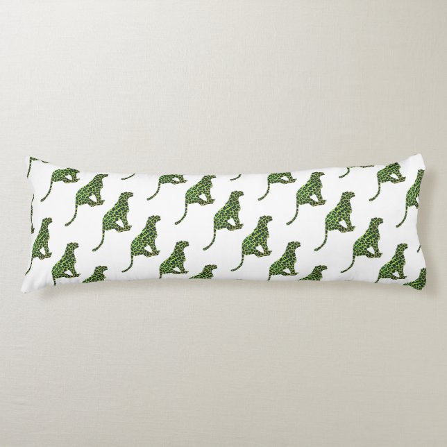 Silhouette Leopard Black and Green Body Cushion (Front)