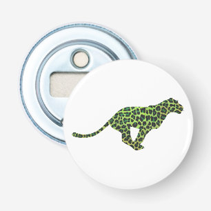 Silhouette Leopard Black and Green Bottle Opener
