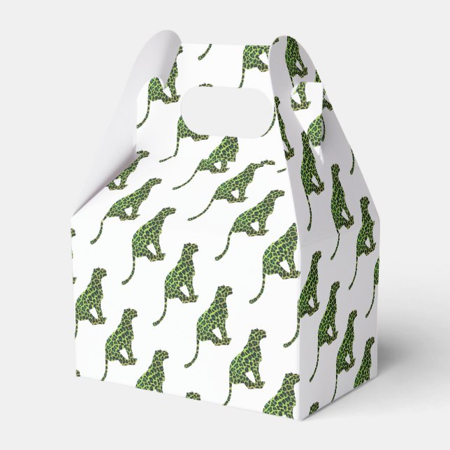 Silhouette Leopard Black and Green Favour Box (Front Side)